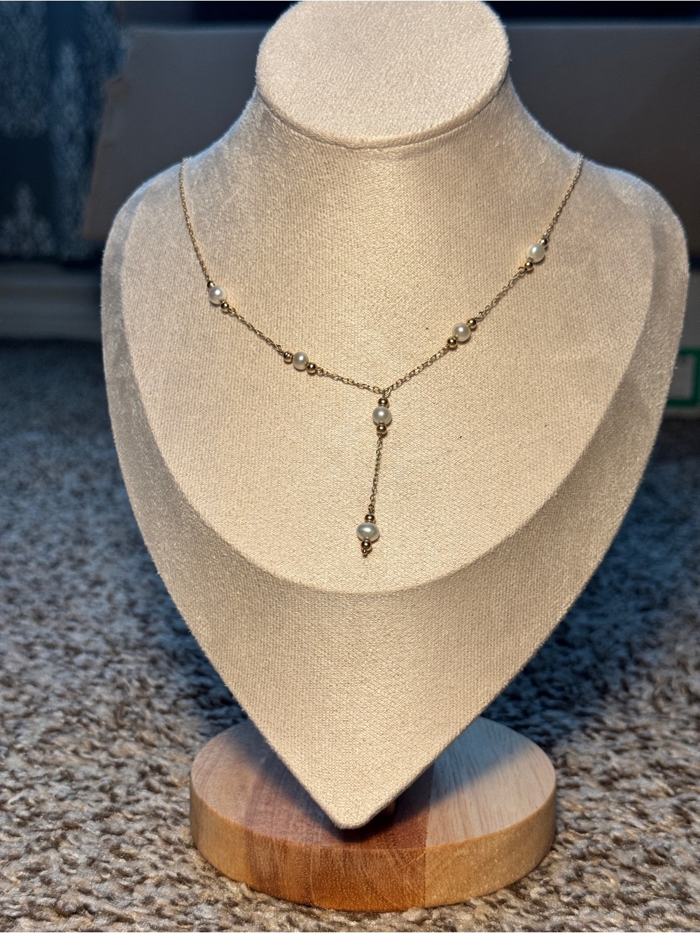 10K Delicate Yellow Gold Pearl Y-Drop Necklace - Classic Women’s Jewelry